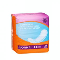 Compresa sin alas de incontinencia Deliplus Normal Paquete 24 ud