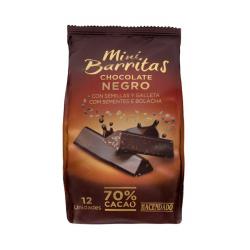 Mini barritas chocolate negro Hacendado con crujiente de semillas y galleta Paquete 0.13 kg