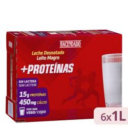 Leche +Proteínas desnatada Hacendado 6 bricks X 1 L