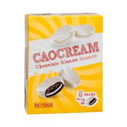Galletas caocream chocolate blanco Hacendado rellenas de crema Caja 0.252 kg