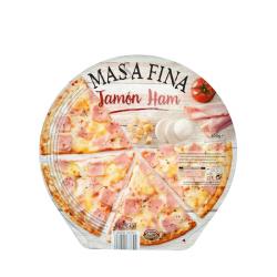 Pizza masa fina jamón Hacendado ultracongelada  0.4 kg