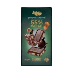 Chocolate negro 55% cacao Hacendado con avellanas enteras Tableta 0.18 kg