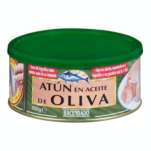 Atún en aceite de oliva Hacendado Lata 0.9 kg en Mercadona