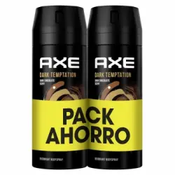 Desodorante en spray Dark Temptation Axe pack de 2 unidades de 150 ml.