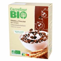 Copos de cereales con chocolate Carrefour Bio 375 g.