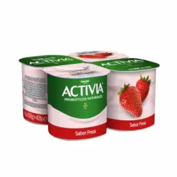 Bífidus sabor fresa Danone Activia sin gluten pack de 4 unidades de 100 g.