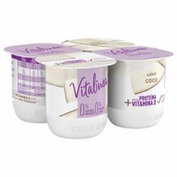 Yogur desnatado de coco sin azúcar añadido Danone Vitalinea pack de 4 unidades de 120 g.