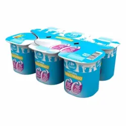 Yogur natural edulcorado Carrefour Classic sin azúcares añadidos pack de 6 unidades de 125 g.