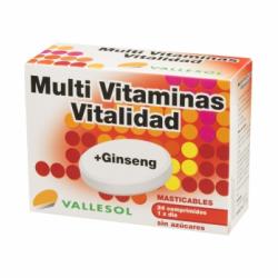 Multi Vitaminas + Ginseng Vallesol Vitalidad 24 comprimidos.