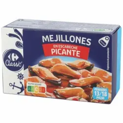 Mejillones en escabeche picante 13/18 Clasicc Carrefour 69 g.