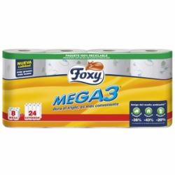 Papel higiénico triple rollo Foxy Mega3 8 rollos