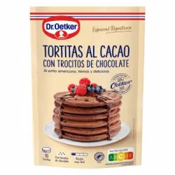 Preparado para tortitas al cacao con trocitos de chocolate Dr. Oetker doy pack 210 g.