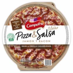 Pizza de jamón y bacon con salsa de cebolla caramelizada Pizza & Salsa Campofrío 360 g.