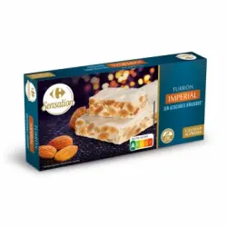 Turrón imperial sin azúcar añadido Sensation Carrefour sin gluten 200 g.