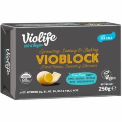Vioblock con sal para untar, cocinar y hornear en pastilla Violife sin gluten sin lactosa 250 g.