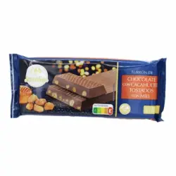 Turrón praliné de cacahuetes tostados con miel Carrefour Sensation sin gluten 250 g.