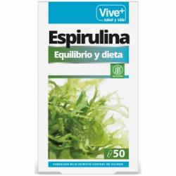 Espirulina en cápsulas Vive+ sin gluten 50 ud.