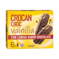 Helado crocan choc vainilla Hacendado con lengua sabor chocolate Caja 450 ml