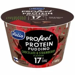 Natilla de chocolate y fresa con proteínas Valio sin lactosa 180 g.