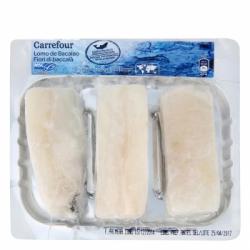 Lomo de bacalao procedente de pesca sostenible congelado Carrefour 300 g.