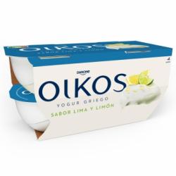 Yogur griego sabor lima limón Danone Oikos sin gluten pack de 4 unidades de 110 g.