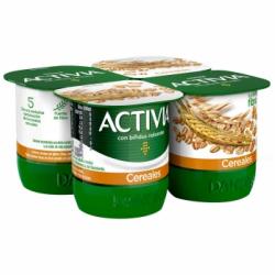 Bífidus de fibras con cereales Danone Activia pack de 4 unidades de 120 g.
