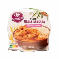 Pollo tikka masala con arroz basmati Sensation Carrefour 300 g.