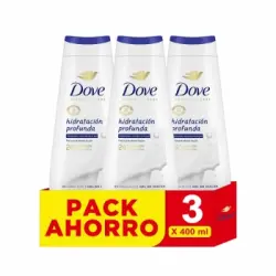 Gel de ducha hidratación profunda Dove pack 3 unidades 400 ml.