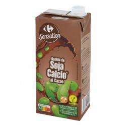 Bebida de soja sabor chocolate con calcio Sensation Carrefour sin gluten brik 1 l.