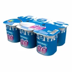 Yogur natural Carrefour Classic pack de 6 unidades de 125 g.