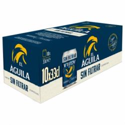 Cerveza lager especial El Águila sin filtrar pack de 10 latas de 33 cl.