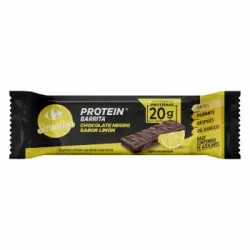 Barrita de proteína con chocolate negro sabor limón Carrefour Sensation 45 g.