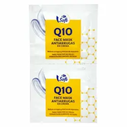 Mascarilla facial en crema antiarrugas Q10 Soft Carrefour 2 ud.