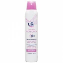 Desodorante en spray dermo protección 48h antitranspirante frescor natural 0% alcohol Carrefour Soft 200 ml.