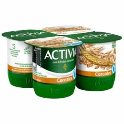 Bífidus desnatado de fibras con cereales Danone Activia pack de 4 unidades de 120 g.