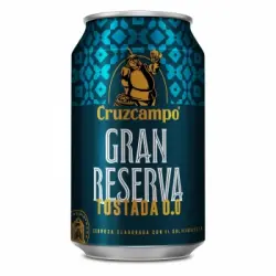 Cerveza tostada Cruzcampo 0.0 alcohol gran reserva lata 33 cl.