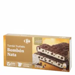 Turrón trufado bombón y nata Carrefour sin gluten 200 g.