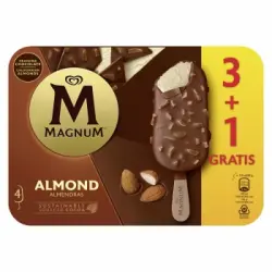 Bombón helado de vainilla con almendras Magnum sin gluten 3 ud.