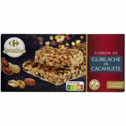 Turrón guirlache de cacahuete Carrefour Sensation sin gluten 150 g.