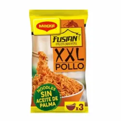 Pasta oriental sabor pollo a las finas hierbas Fusian XXL Maggi sin aceite de palma 185 g.