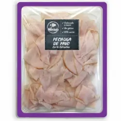 Pechuga de Pavo en lonchas extrafina Carrefour El Mercado sin gluten 100 g