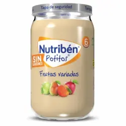 Tarrito de frutas variadas desde 6 meses Nutribén Potitos sin gluten sin azúcar añadido 235 g.