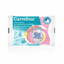 2 Estropajos con esponja Carrefour - Blanca