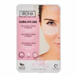 Parches de ojos biodegradables antiarrugas, bolsas y ojeras con niacinamida, cafeína y péptidos Iroha Nature 2 ud.