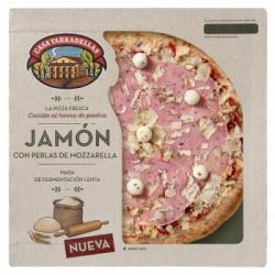 Pizza fresca de jamón con perlas de mozzarella de lenta fermentación Casa Tarradellas 400 g.