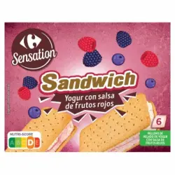 Sandwich de yogurt con salsa de frutos rojos Carrefour Sensation 6 ud.