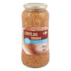 Lentejas cocidas sin sal añadida categoría extra Carrefour 400 g.