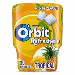 Chicles sabor tropical Refreshers Orbit sin azúcar 67 g.