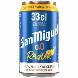 Cerveza San Miguel 0,0 radler con zumo limón natural lata 33 cl.