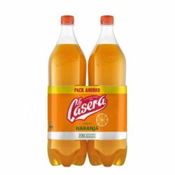 La Casera de naranja zero azucares añadidos pack de 2 botellas de 1,5 l.